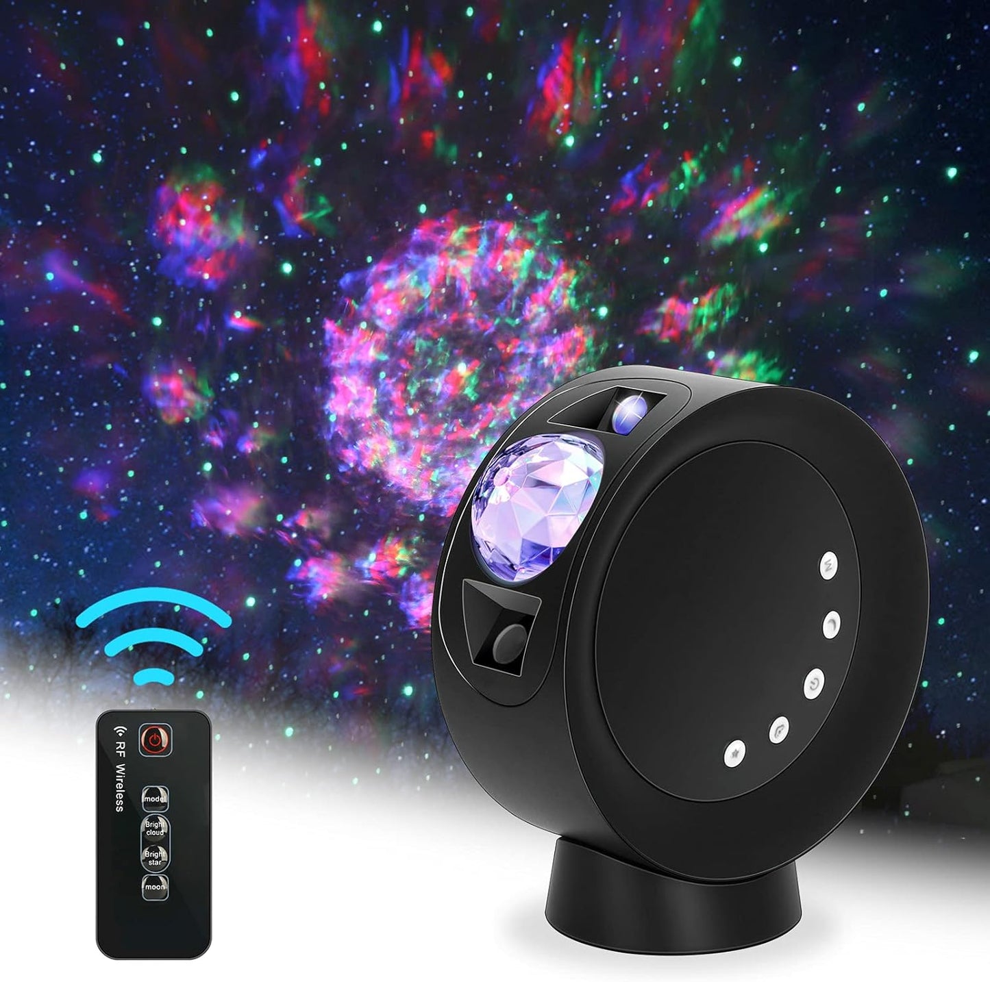 LED Sky Projector Light, Galaxy Lighting, Nebula Star Night Lamp with Base and Remote Control for Gaming Room, Home Theater, Bedroom , or Mood Ambiance (Black)