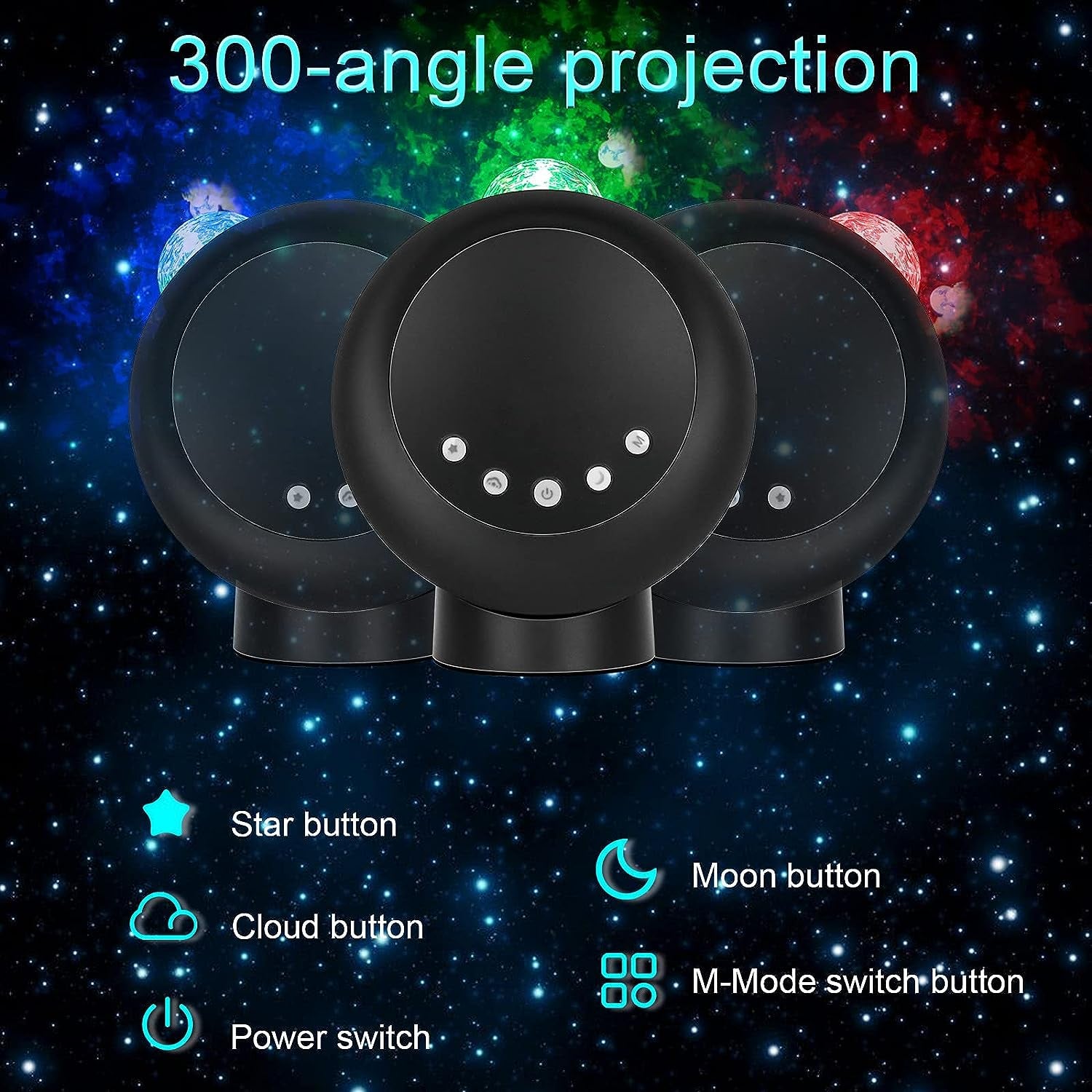 LED Sky Projector Light, Galaxy Lighting, Nebula Star Night Lamp with Base and Remote Control for Gaming Room, Home Theater, Bedroom , or Mood Ambiance (Black)