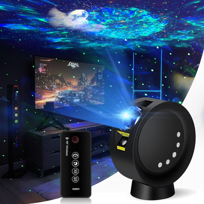 LED Sky Projector Light, Galaxy Lighting, Nebula Star Night Lamp with Base and Remote Control for Gaming Room, Home Theater, Bedroom , or Mood Ambiance (Black)