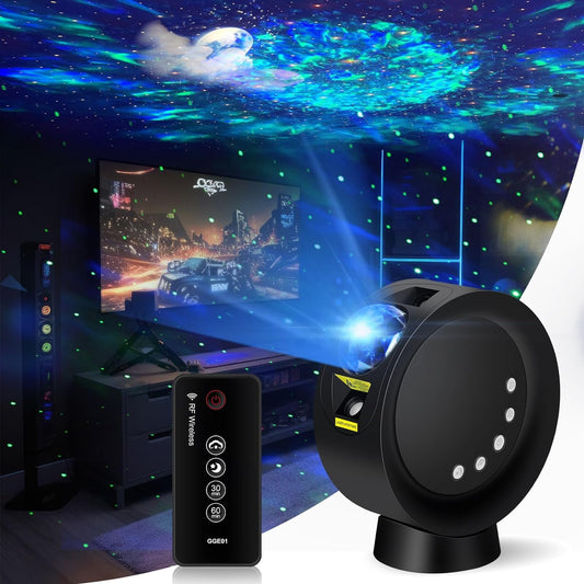 LED Sky Projector Light, Galaxy Lighting, Nebula Star Night Lamp with Base and Remote Control for Gaming Room, Home Theater, Bedroom , or Mood Ambiance (Black)